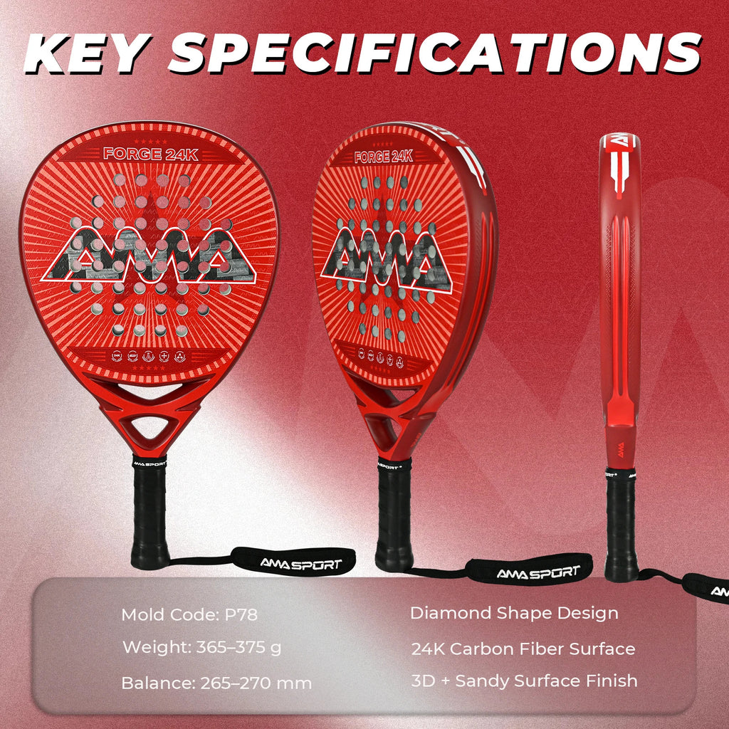 AMA SPORT FORGE 24K Carbon Fiber Padel Racket