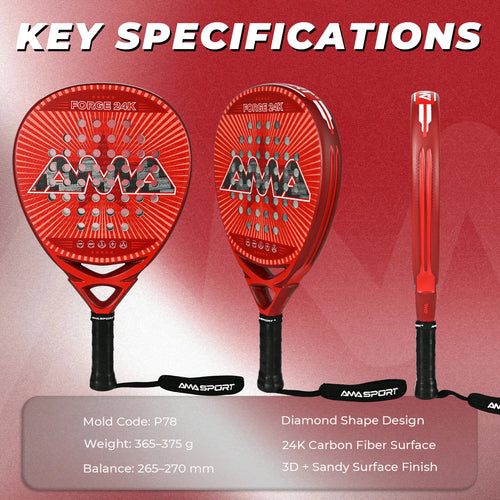 AMA SPORT FORGE 24K Carbon Fiber Padel Racket