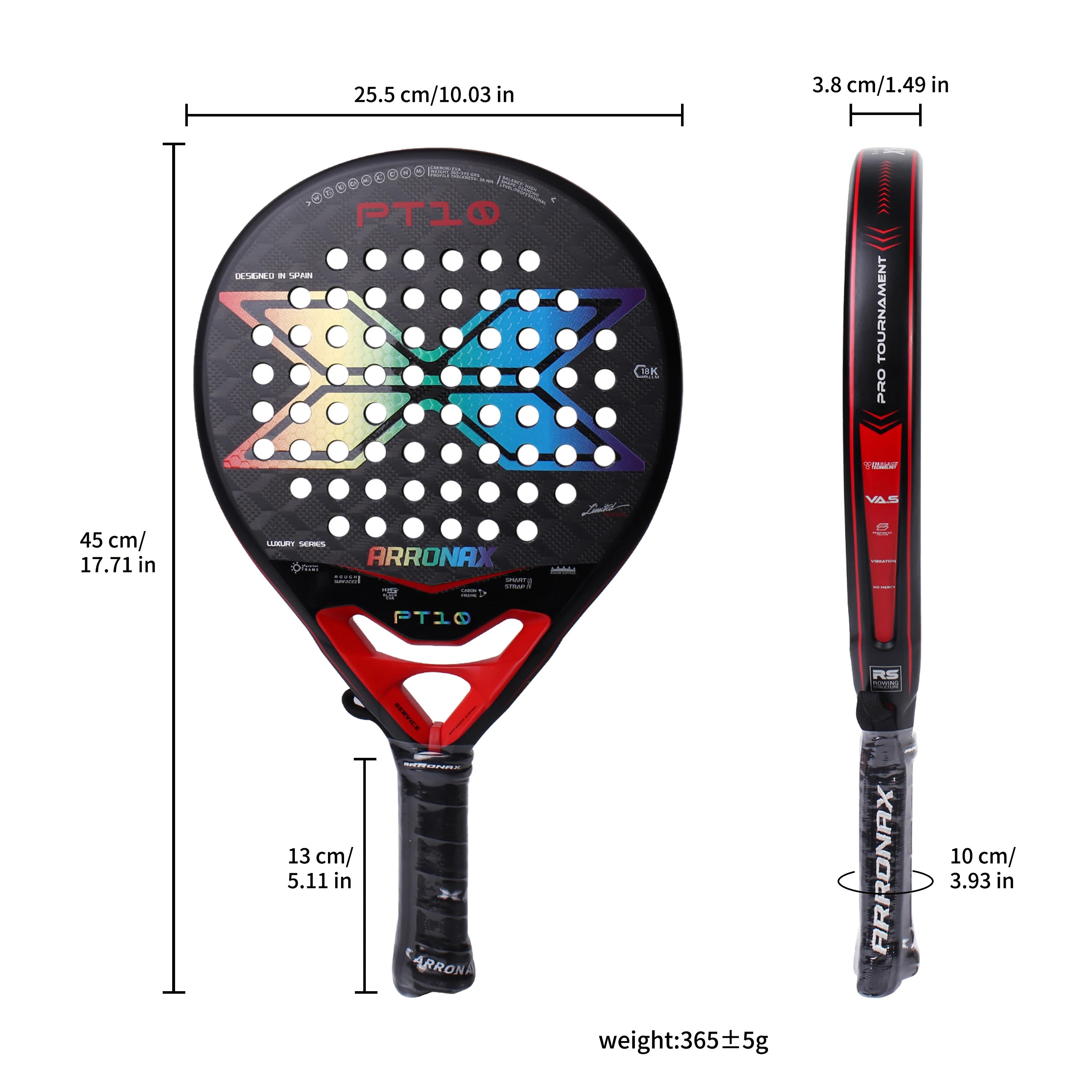 Arronax PT10 18K Carbon Fiber Padel Racket — EVA Core