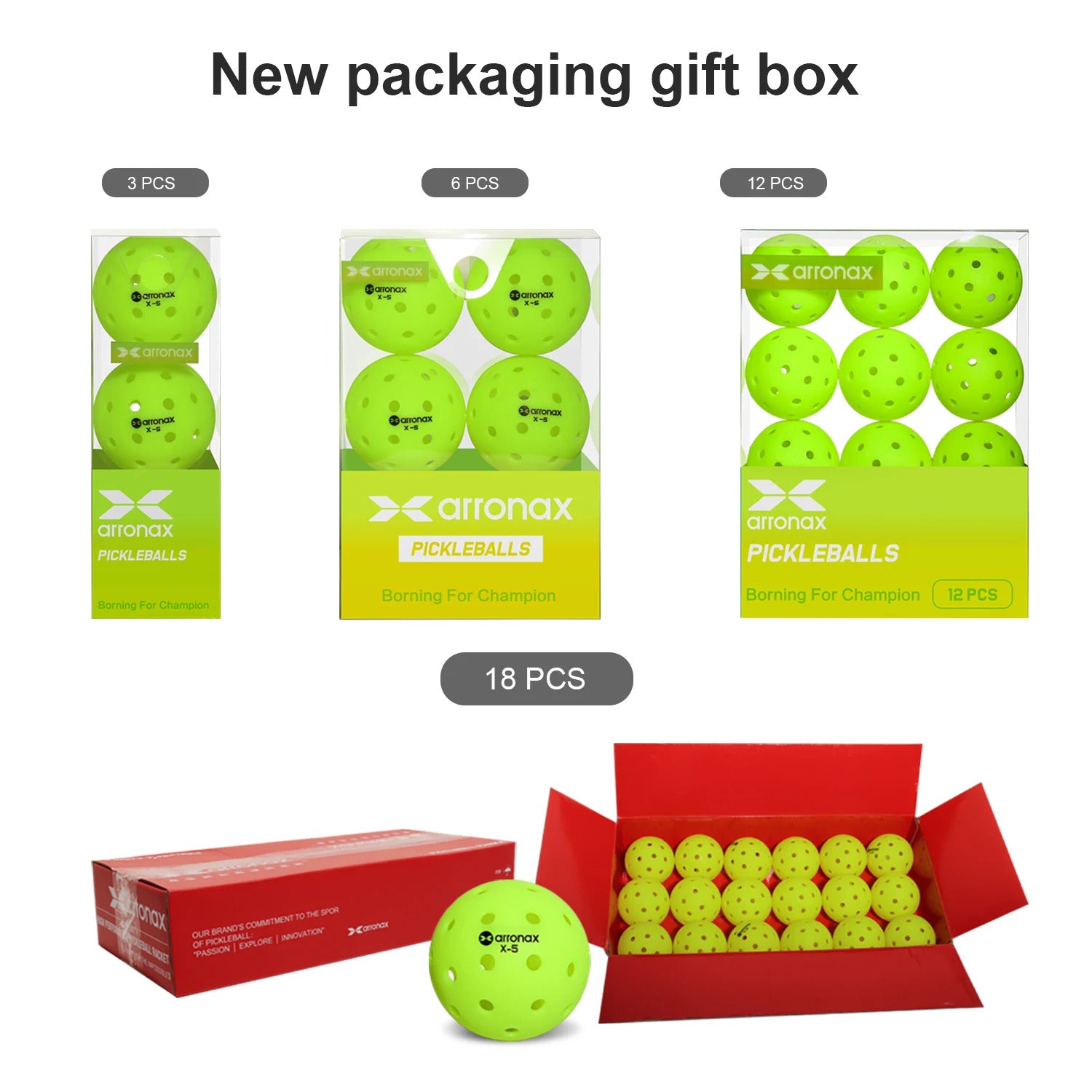 Arronax X5 USAPA Approved Outdoor Pickleball Balls — 40-Hole Seamless Polyethylene