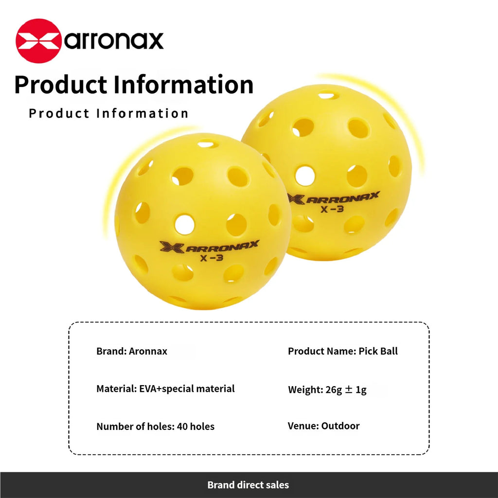 Arronax X-3 EVA Composite Outdoor Pickleball Balls — 40-Hole, 27g, 6 or 12 Pack