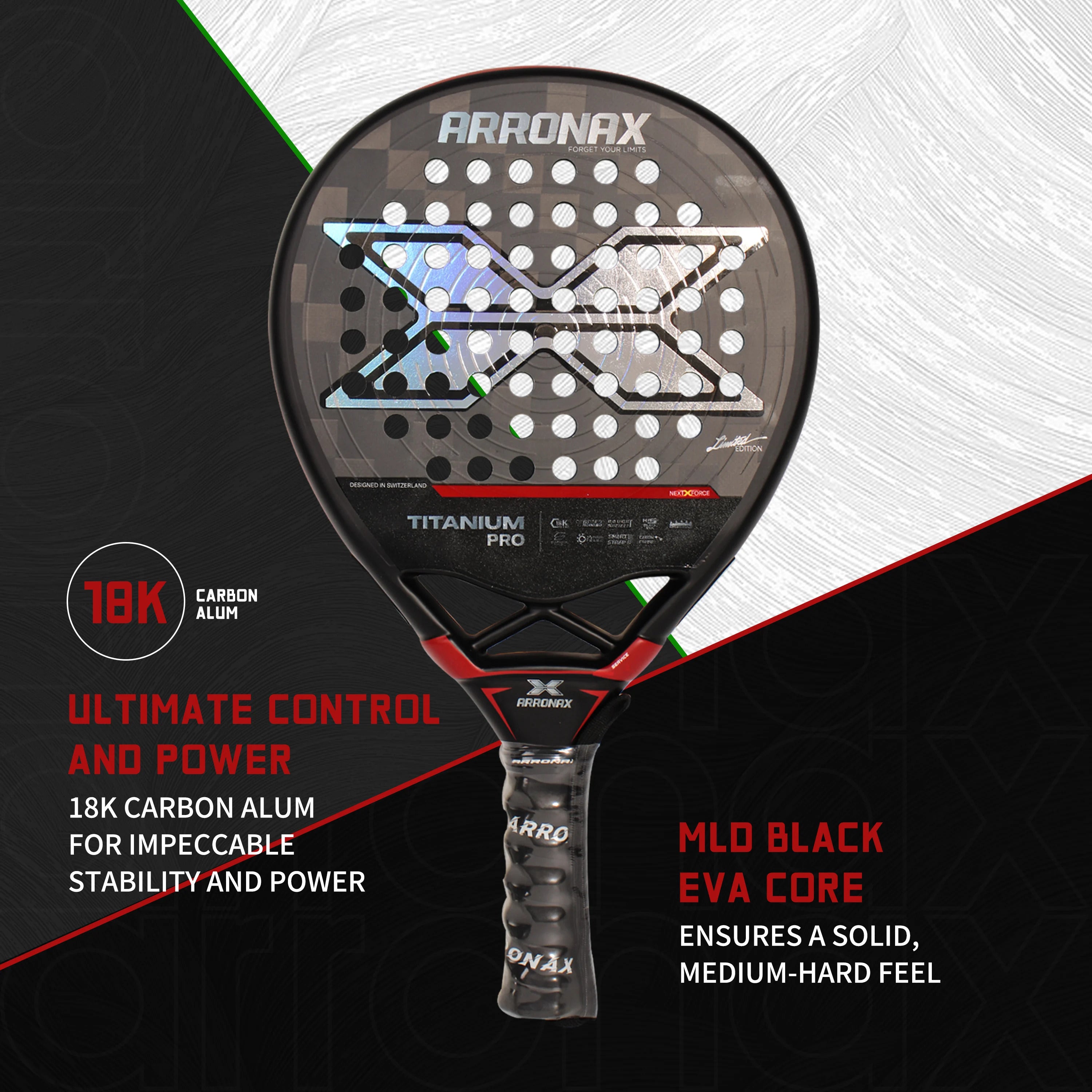 Arronax AT10 18K Carbon Fiber Padel Racket — 3D Matte EVA Core