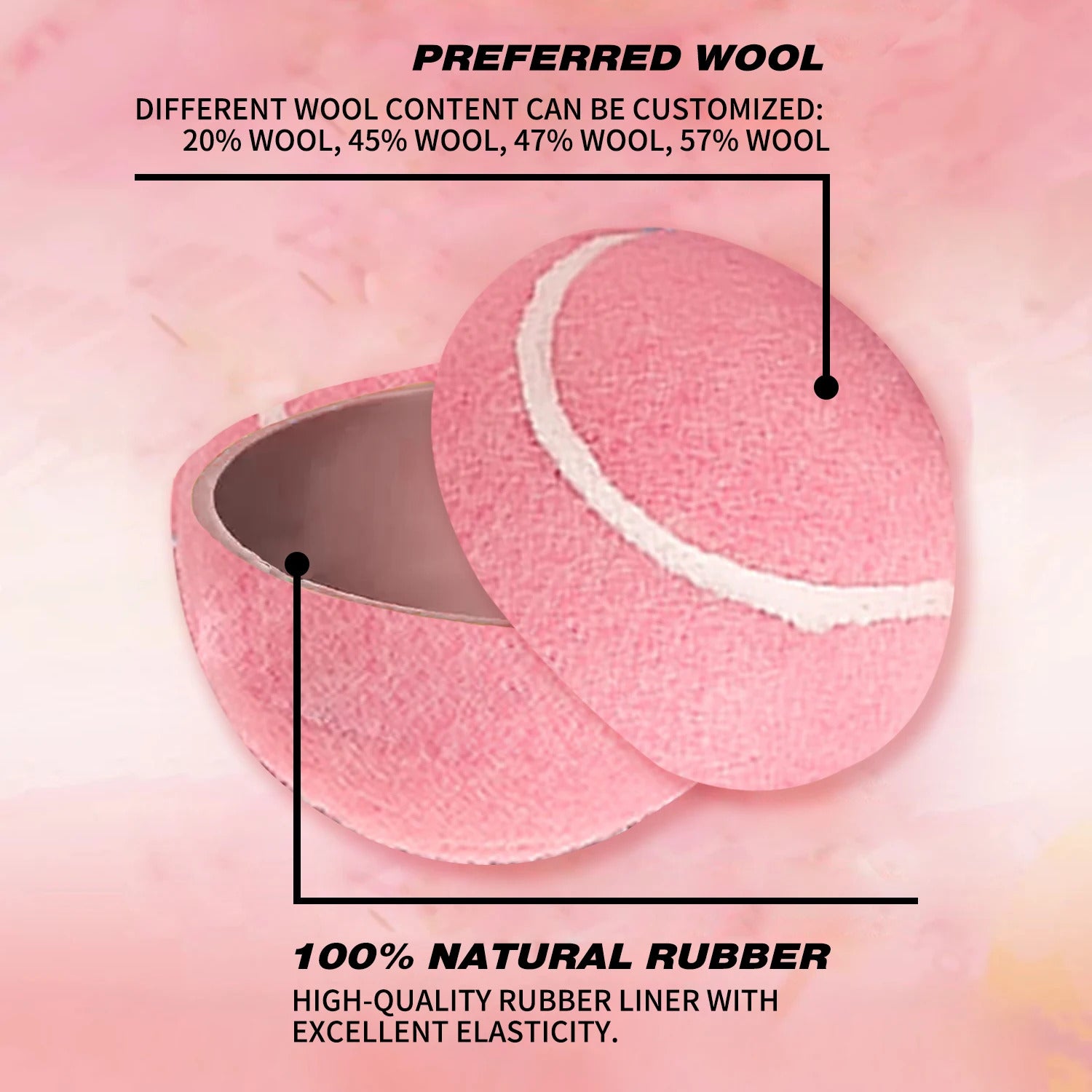 Arronax YS037 IPF Padel Ball — 20% Wool, 12 PSI, Natural Rubber Liner