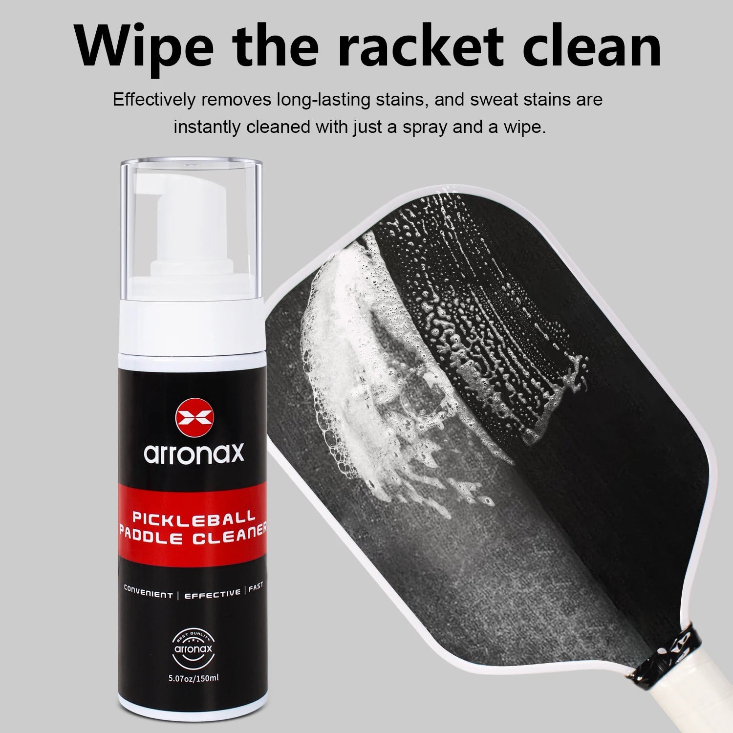 Arronax Pickleball Paddle Spray Cleaner — Foam Formula for Carbon & Composite Faces