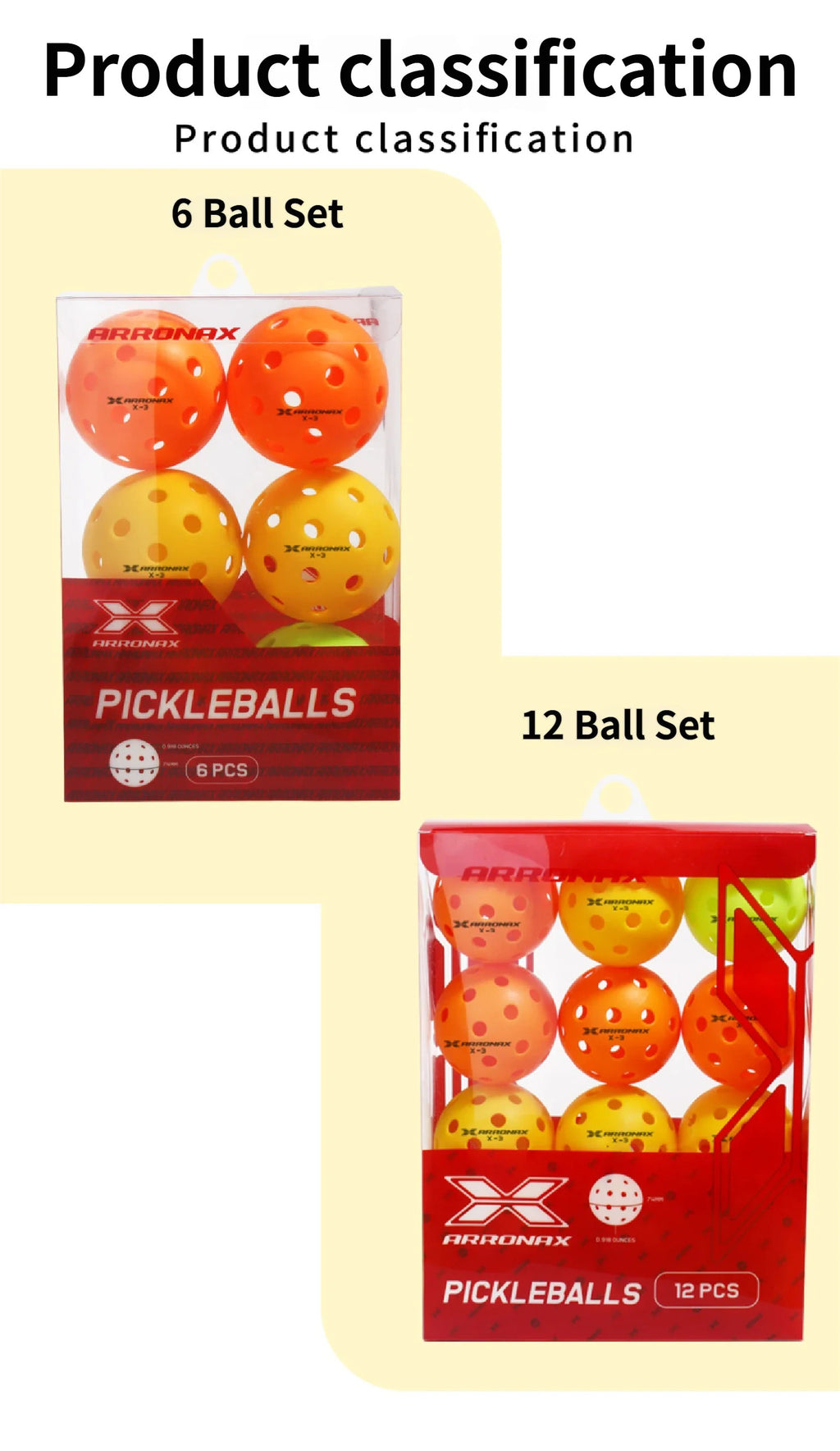 Arronax X-3 EVA Composite Outdoor Pickleball Balls — 40-Hole, 27g, 6 or 12 Pack
