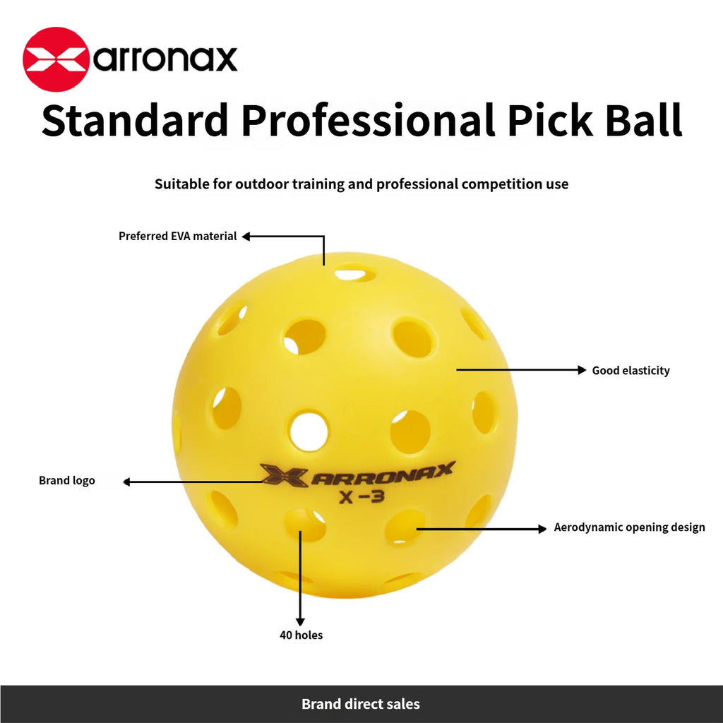 Arronax X-3 EVA Composite Outdoor Pickleball Balls — 40-Hole, 27g, 6 or 12 Pack