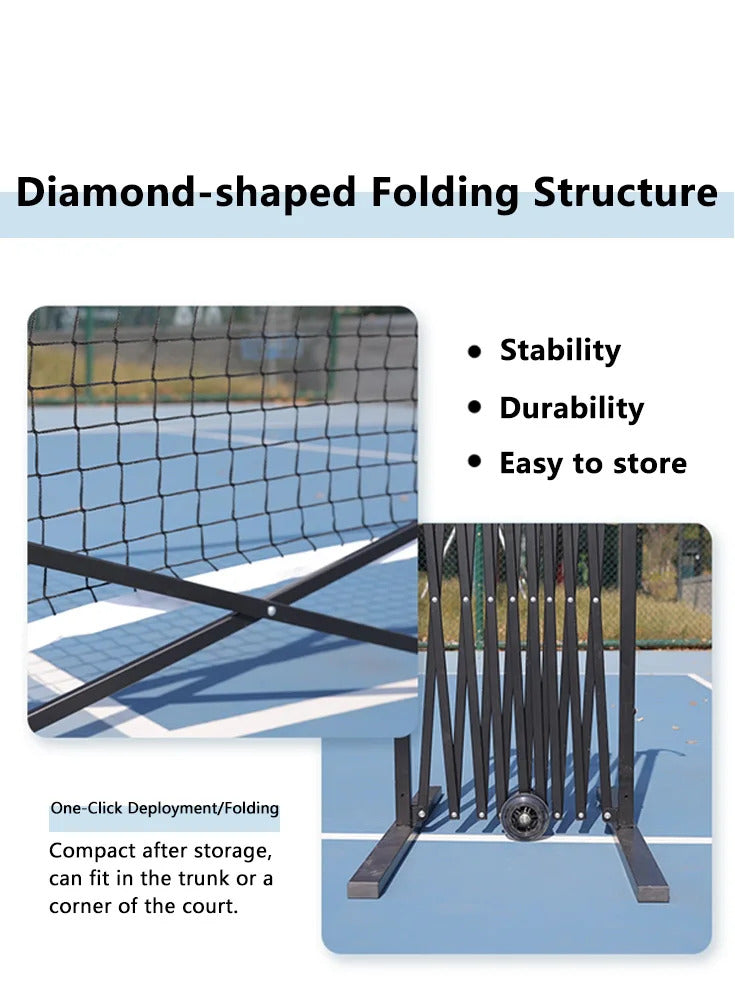 Arronax Foldable Pickleball Net — Competition 670×93cm, Iron & Stainless Steel Frame, 4.5cm Knotless Mesh
