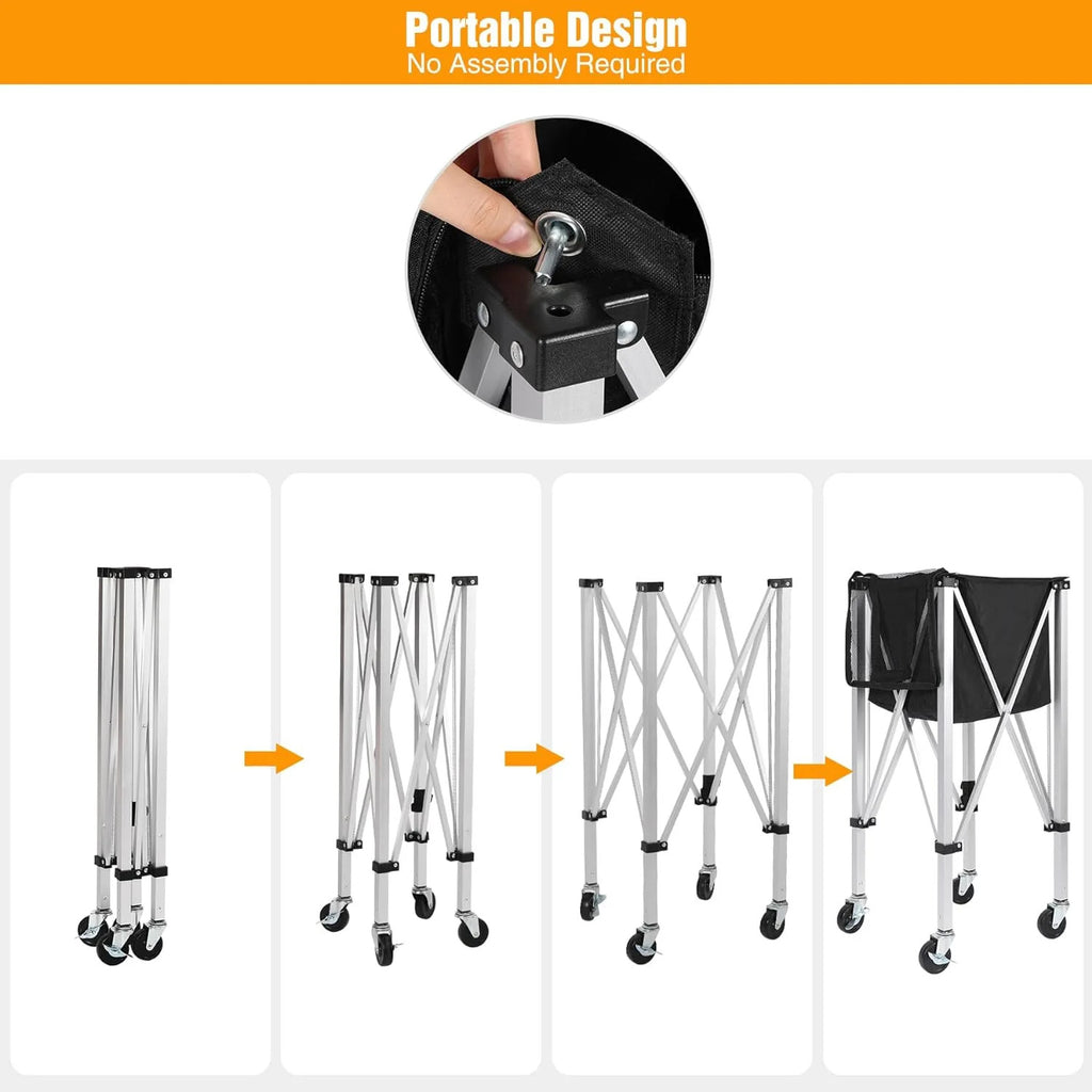 Arronax SW-TBC01 Foldable Aluminium Ball Cart — Tennis, Padel & Pickleball, 40×40×40cm
