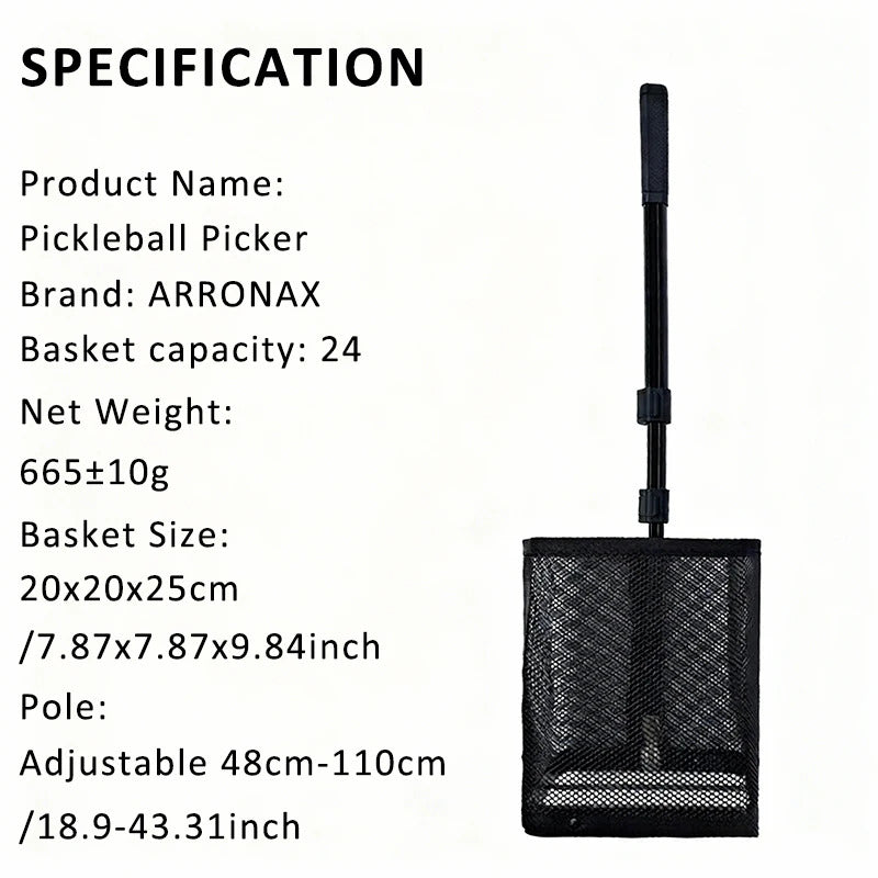 Arronax Pickleball Ball Picker — No-Bend Pick-Up, Ambidextrous, Indoor & Outdoor