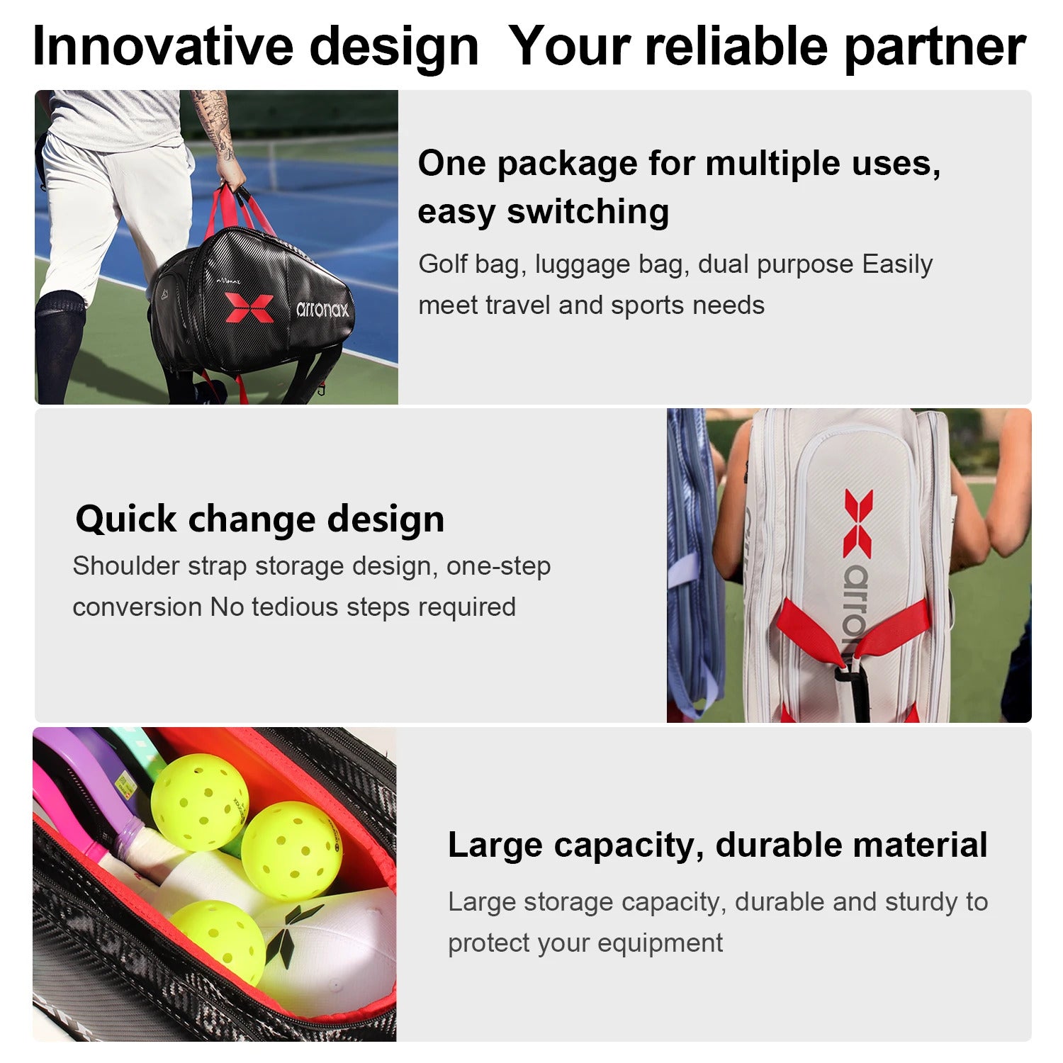 Arronax Carbon Fiber PU Padel & Pickleball Backpack — Large Capacity, Waterproof