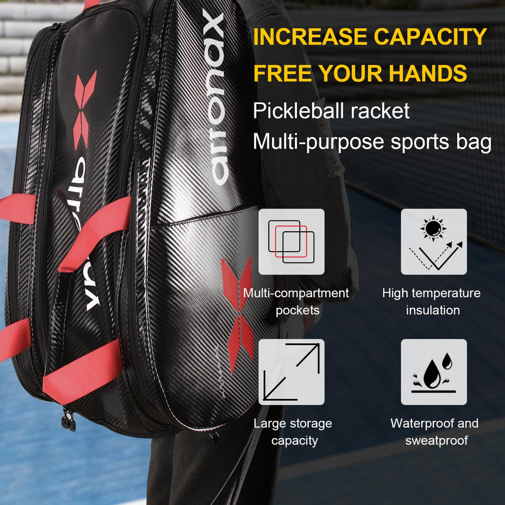 Arronax Carbon Fiber PU Padel & Pickleball Backpack — Large Capacity, Waterproof