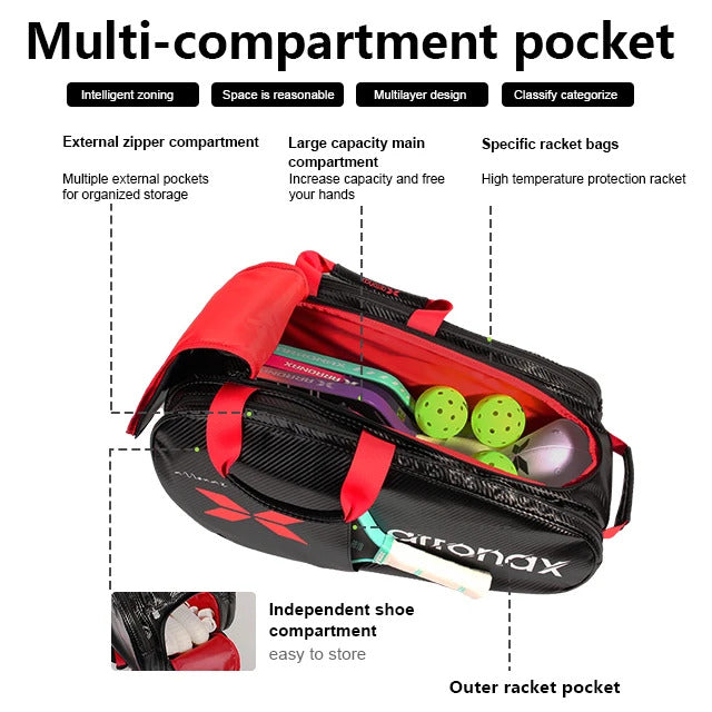 Arronax Carbon Fiber PU Padel & Pickleball Backpack — Large Capacity, Waterproof