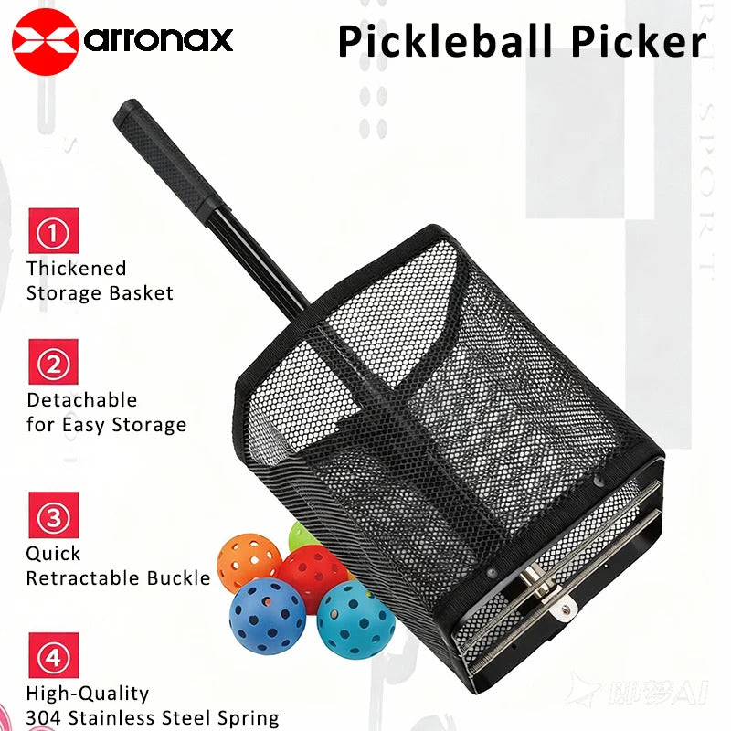 Arronax Pickleball Ball Picker — No-Bend Pick-Up, Ambidextrous, Indoor & Outdoor