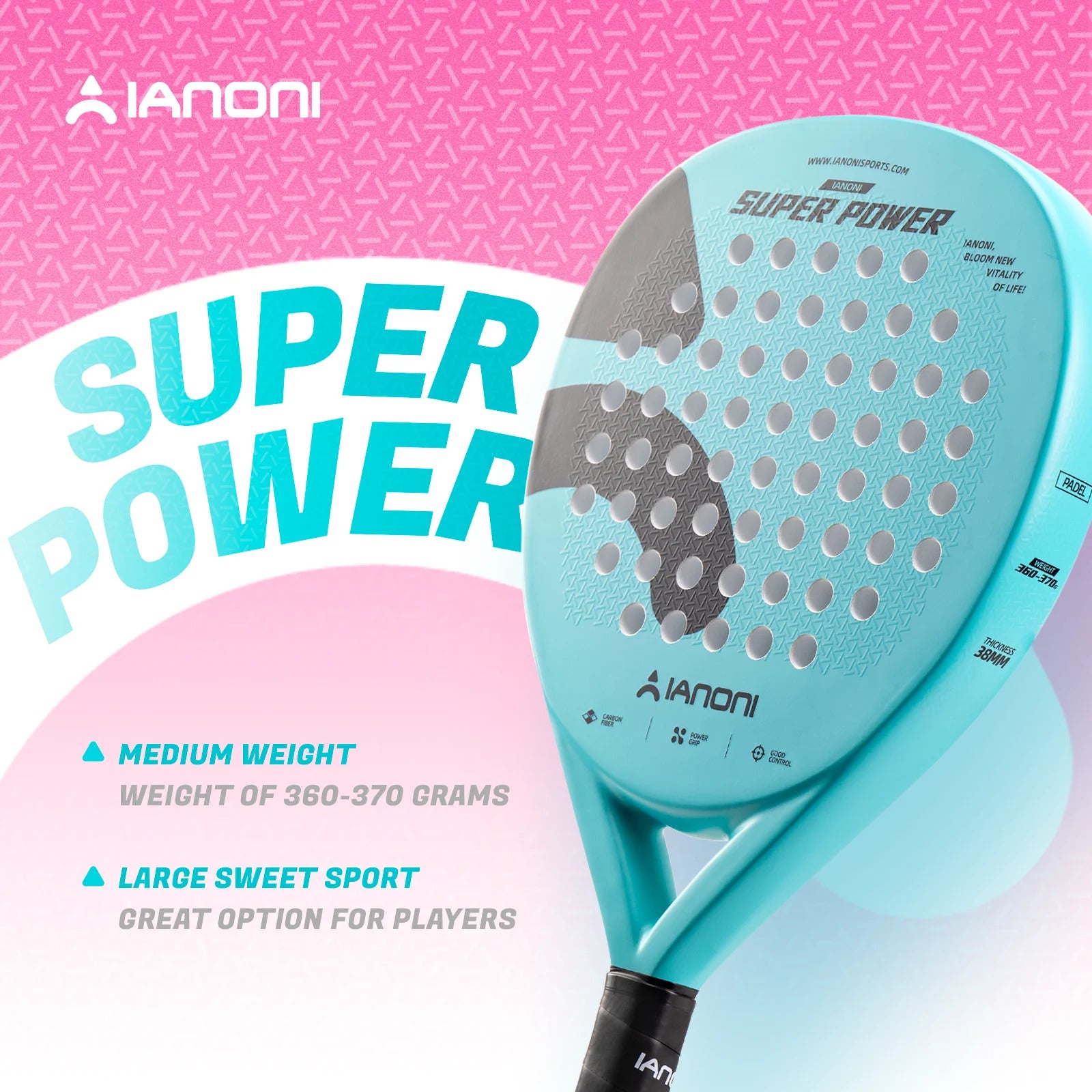 IANONI Super Power 3D Carbon Fiber Padel Racket