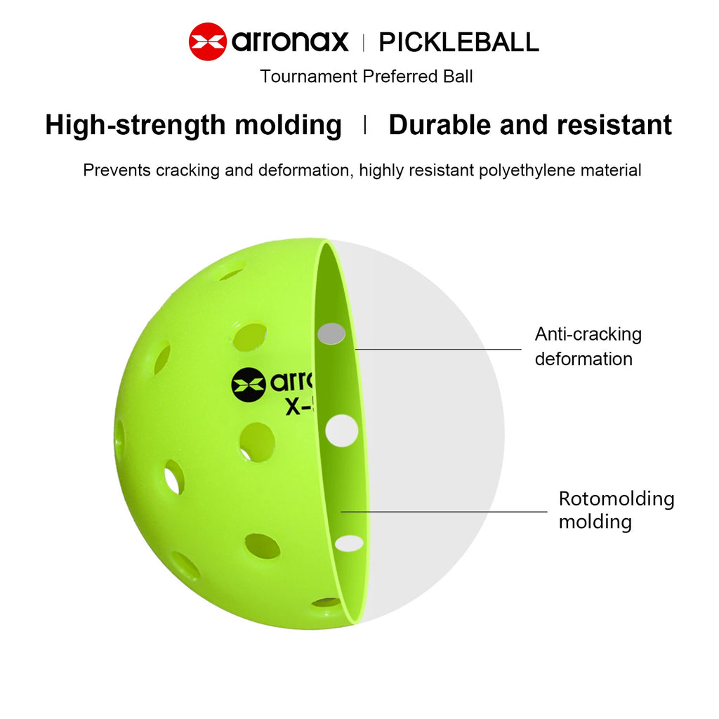 Arronax X5 USAPA Approved Outdoor Pickleball Balls — 40-Hole Seamless Polyethylene
