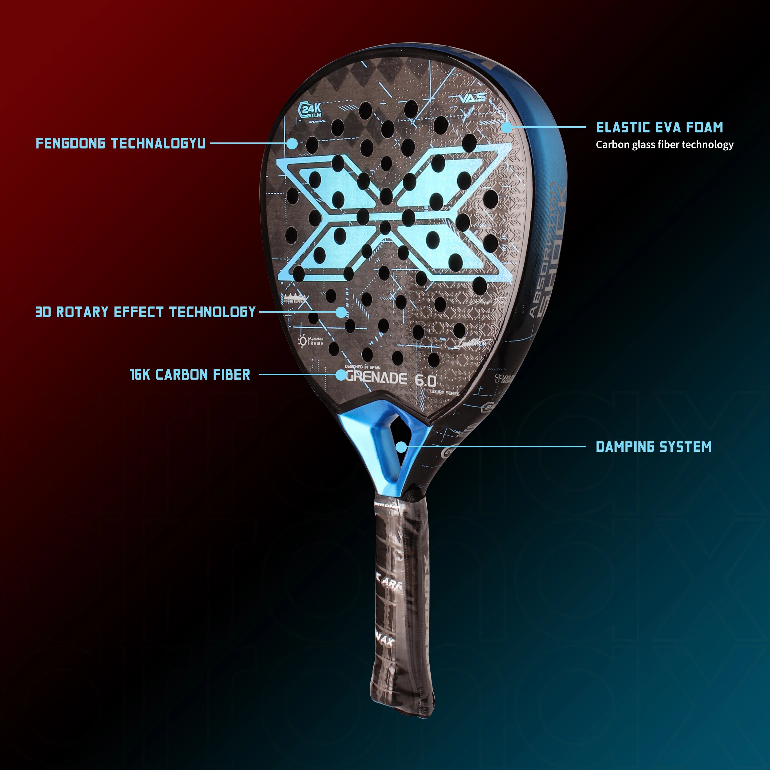 Arronax Vertuo 2.5 24K Carbon Fiber Padel Racket — EVA Core