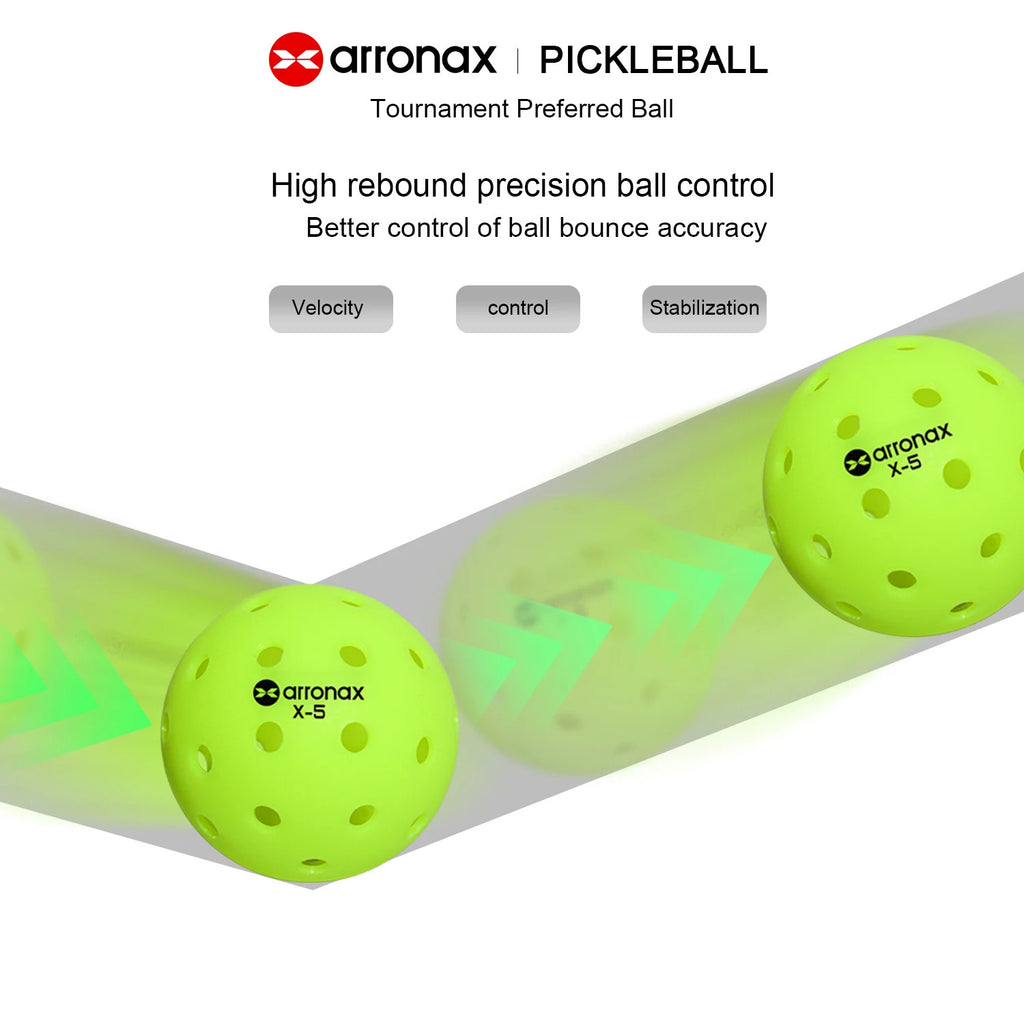 Arronax X5 USAPA Approved Outdoor Pickleball Balls — 40-Hole Seamless Polyethylene