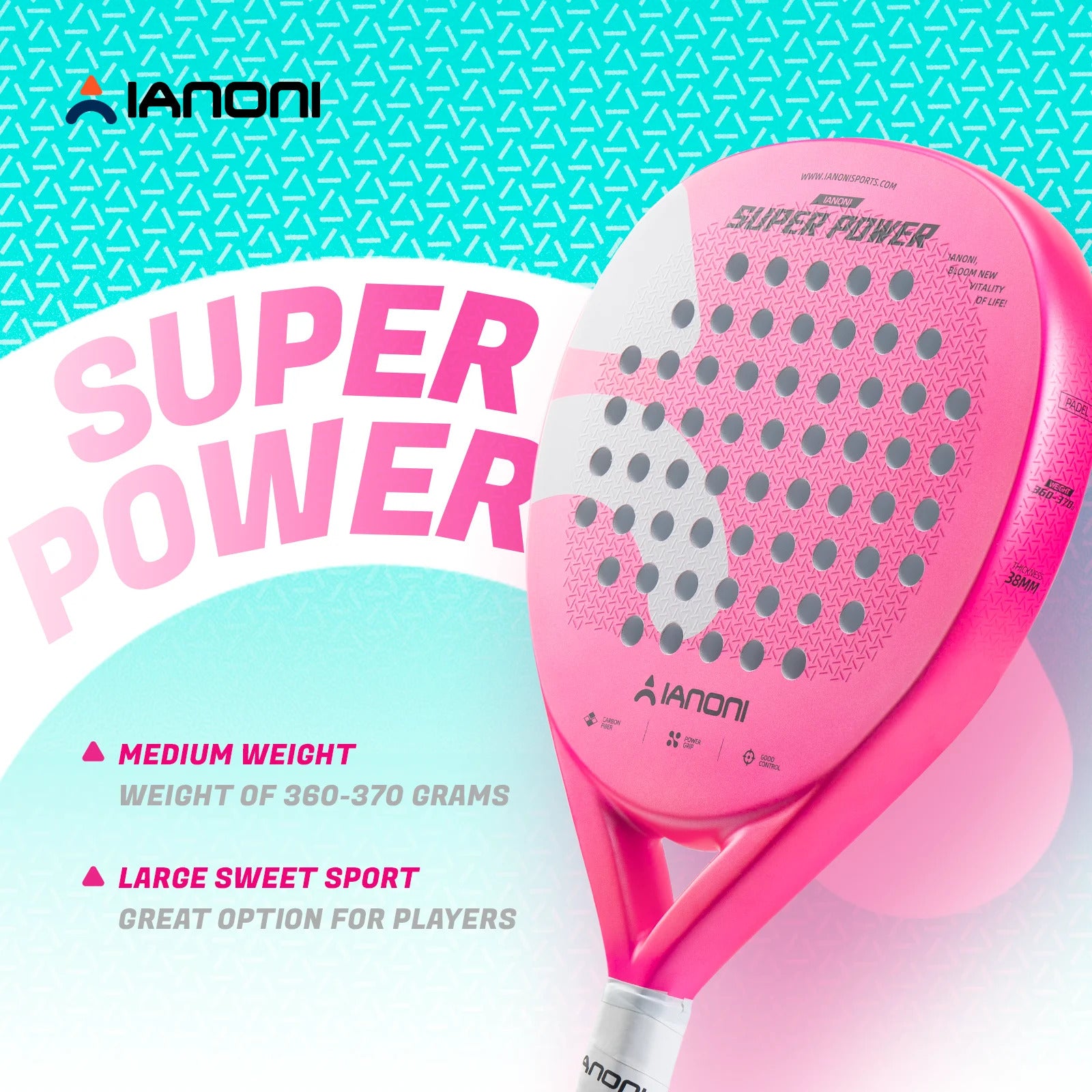 IANONI Super Power 3D Carbon Fiber Padel Racket