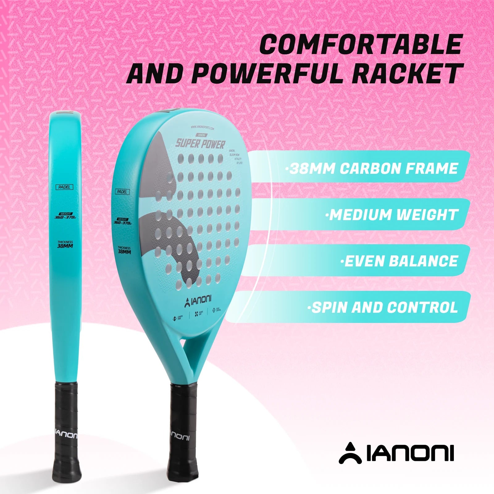 IANONI Super Power 3D Carbon Fiber Padel Racket