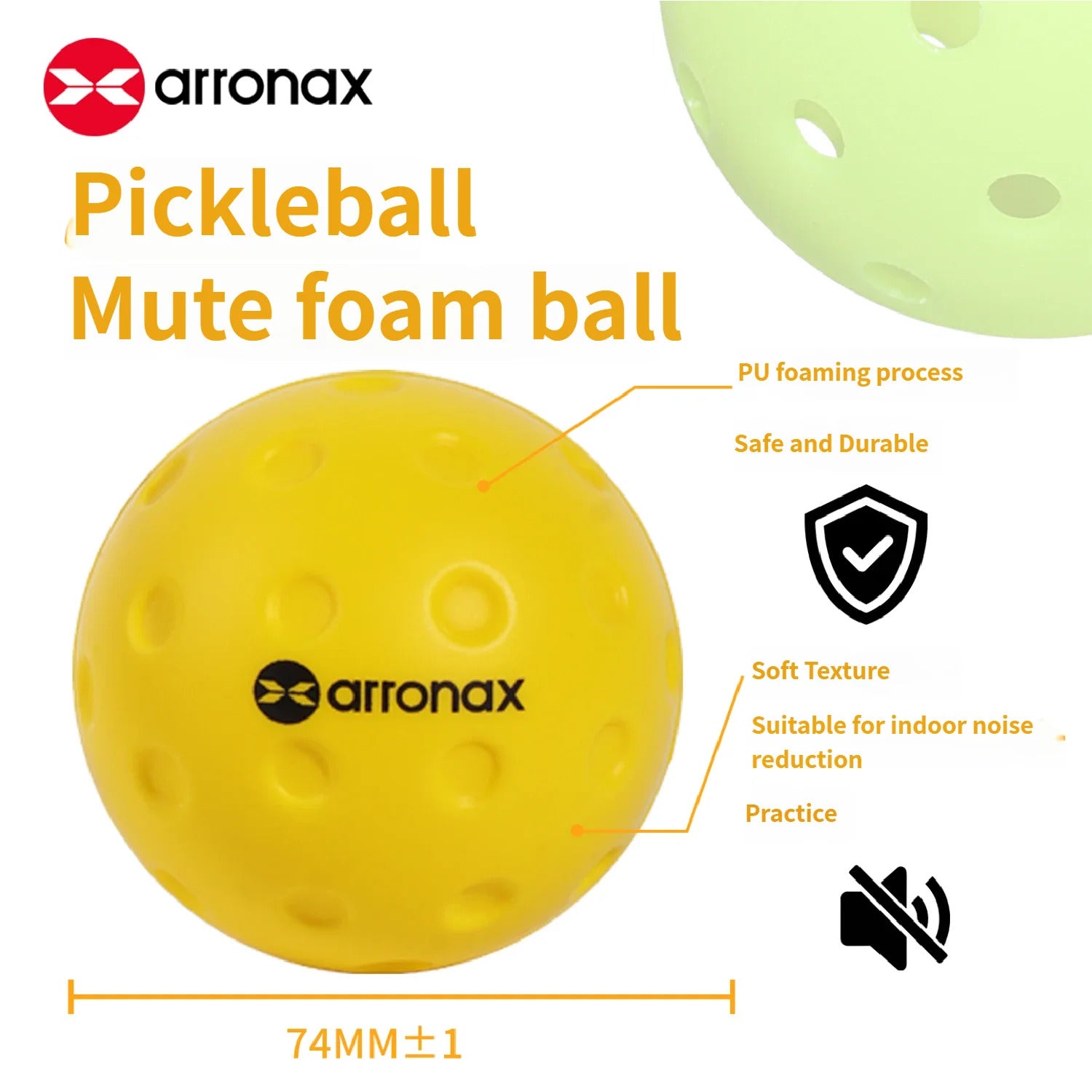 Arronax JYQ01 Quiet PU Pickleball Training Balls — Up to 60% Quieter