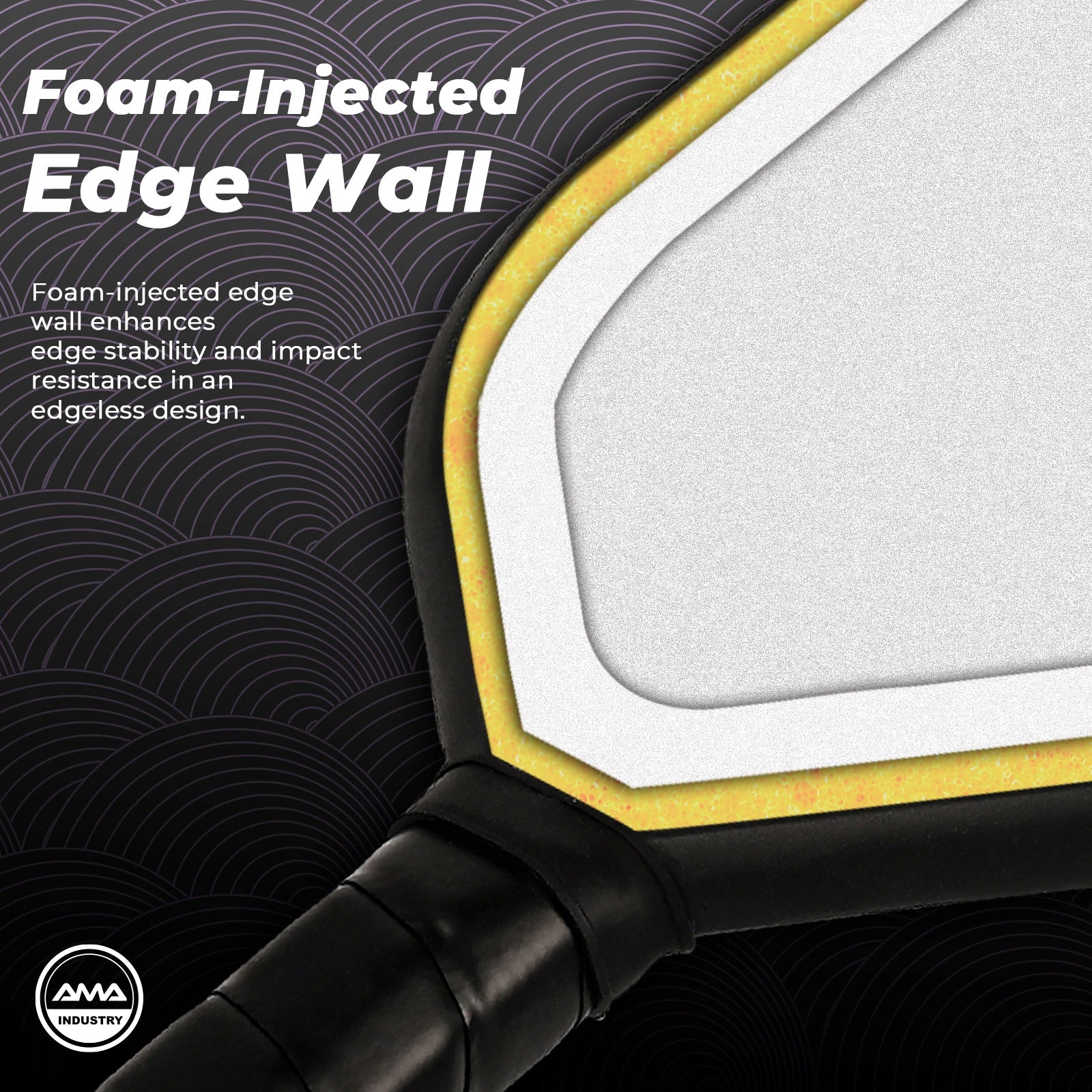 AMA SPORT PBR015 Edgeless Pickleball Paddle — Foam-Injected MPP Core, USAPA Approved