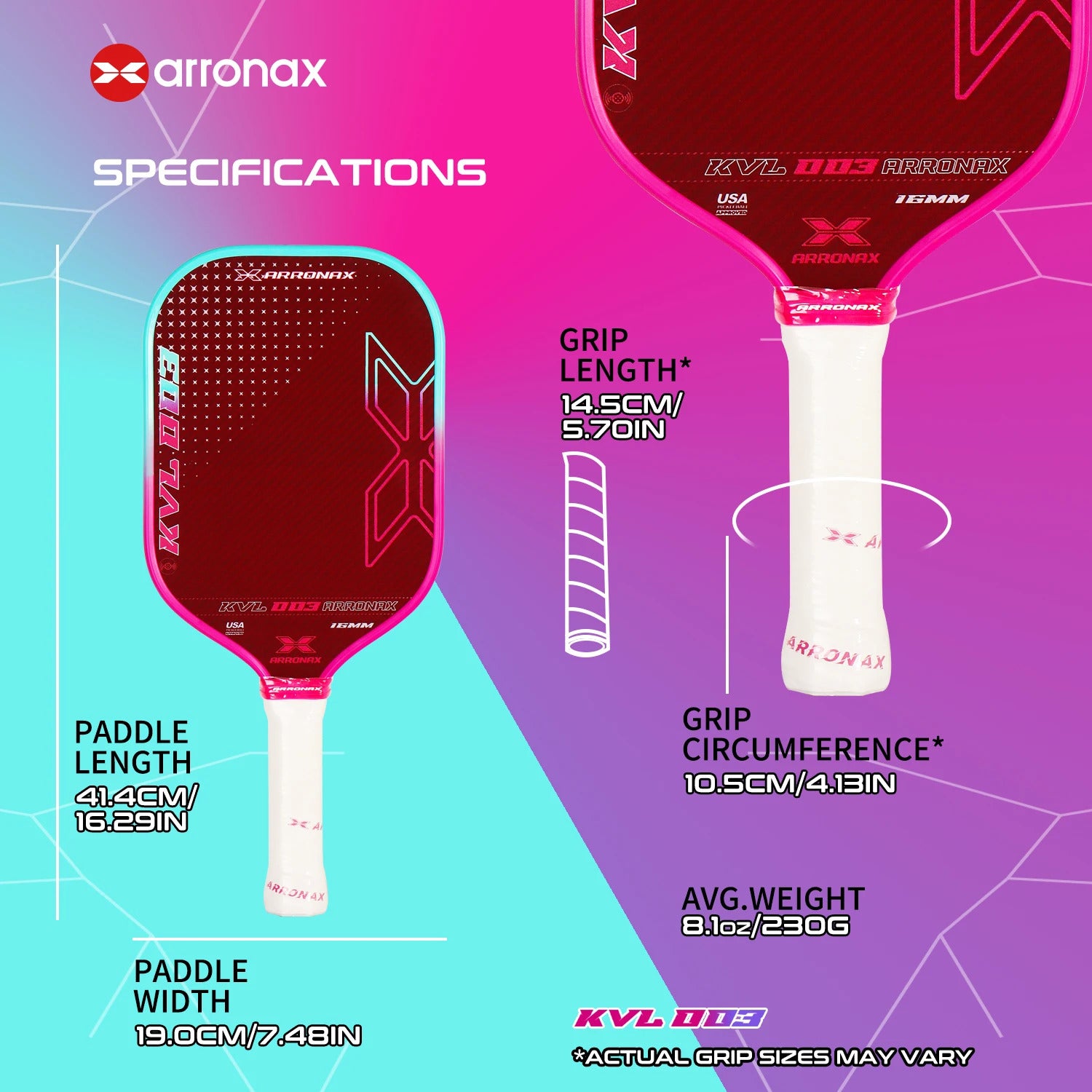 Arronax KVL003 Carbon Fiber Pickleball Paddle — NFC Authenticated