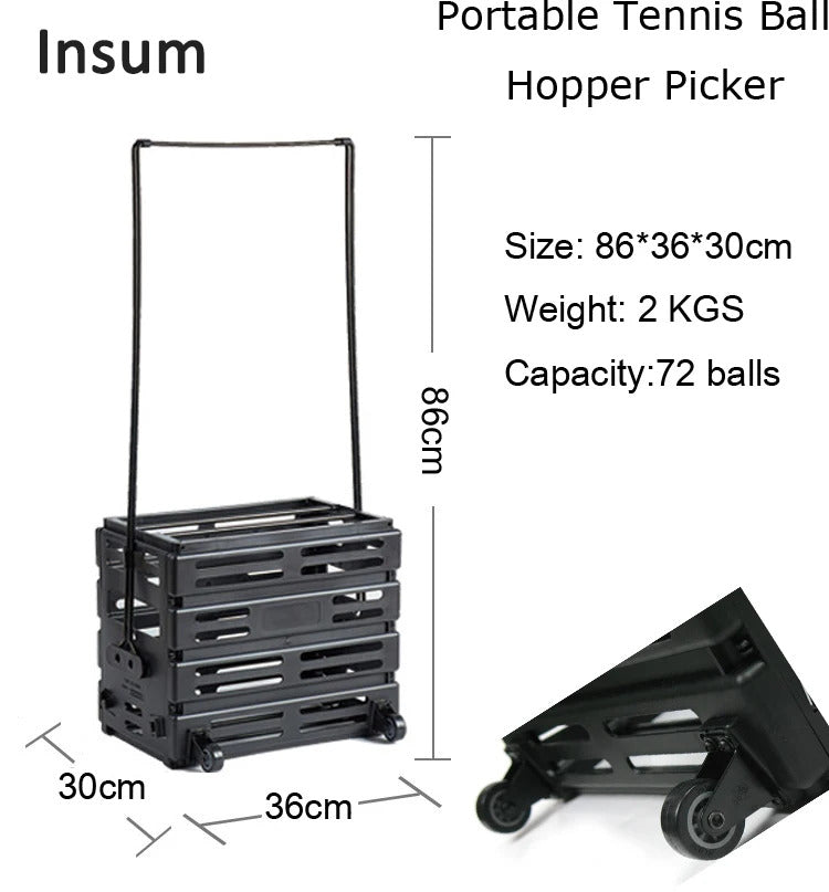 AMA TB-160 Tennis & Pickleball Ball Hopper — 72-Ball Capacity, Doubles as a Seat