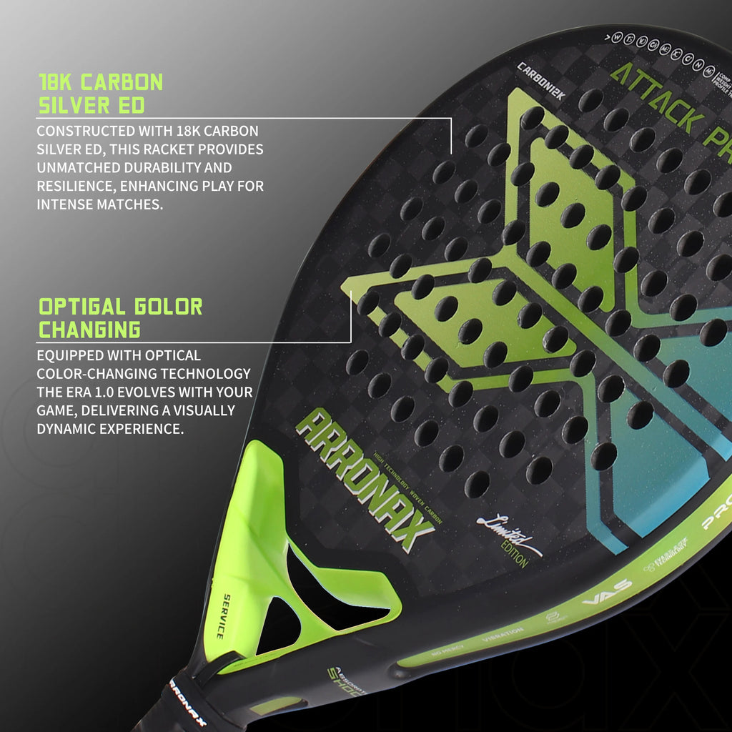 Arronax Hack 02 Aramid Fiber Padel Racket — Black EVA Core