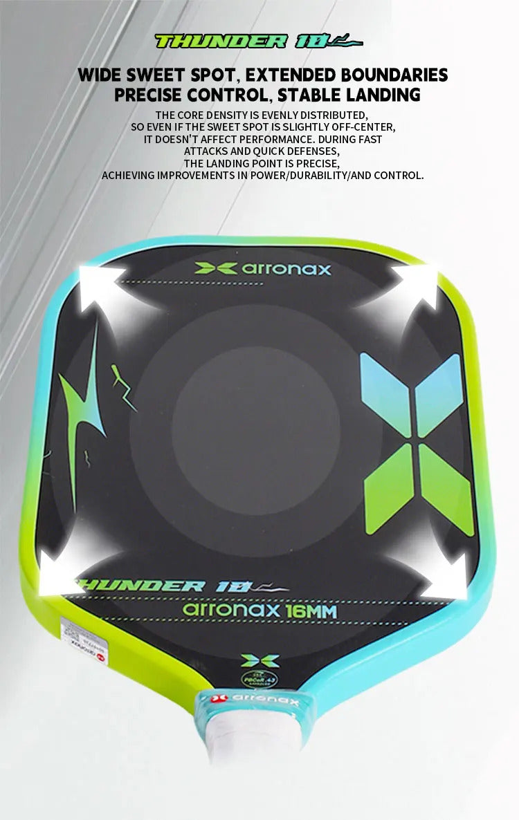 Arronax Thunder 10 Carbon Fiber Pickleball Paddle — 16mm EPP EVA Core