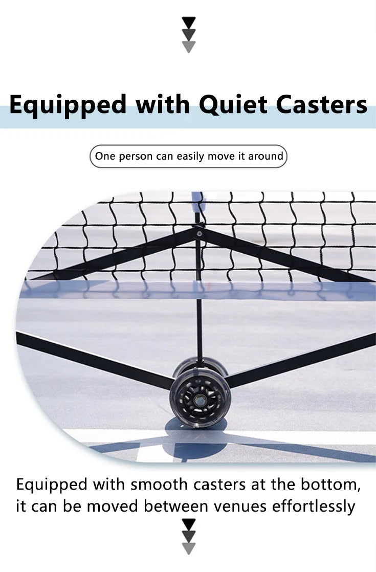 Arronax Foldable Pickleball Net — Competition 670×93cm, Iron & Stainless Steel Frame, 4.5cm Knotless Mesh