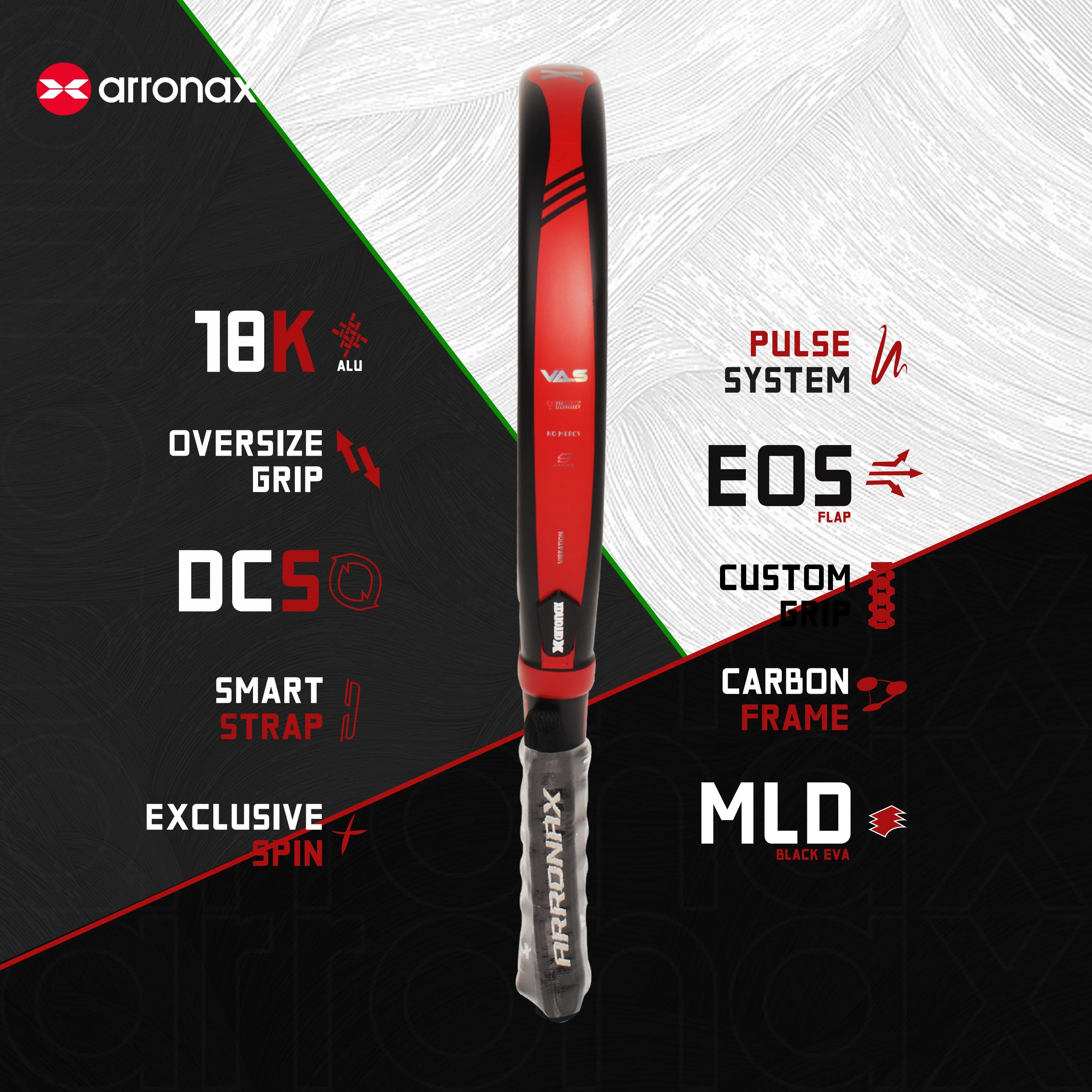 Arronax AT10 18K Carbon Fiber Padel Racket — 3D Matte EVA Core