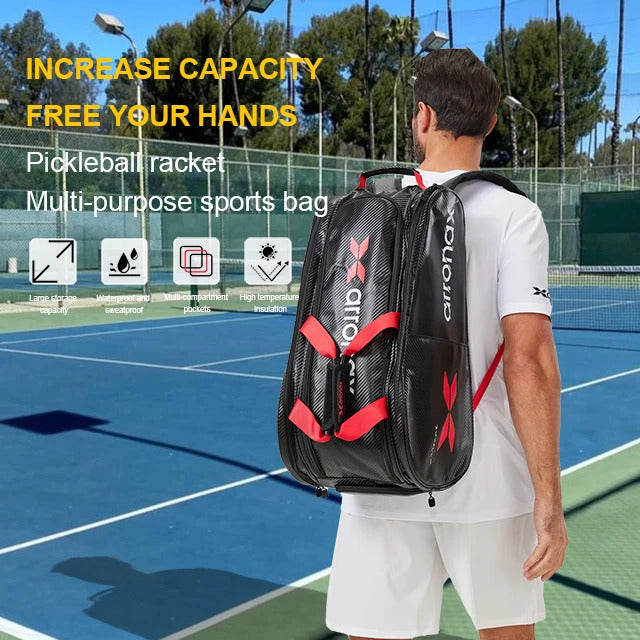 Arronax Carbon Fiber PU Padel & Pickleball Backpack — Large Capacity, Waterproof