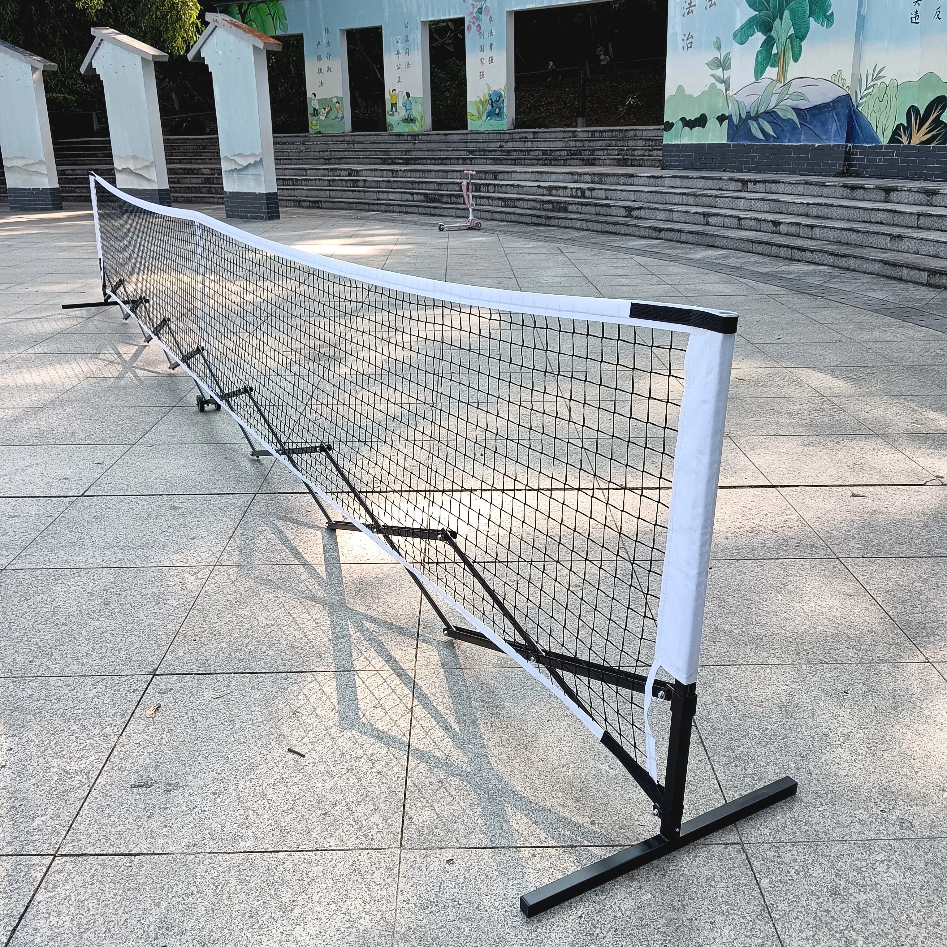 Arronax Foldable Pickleball Net — Competition 670×93cm, Iron & Stainless Steel Frame, 4.5cm Knotless Mesh