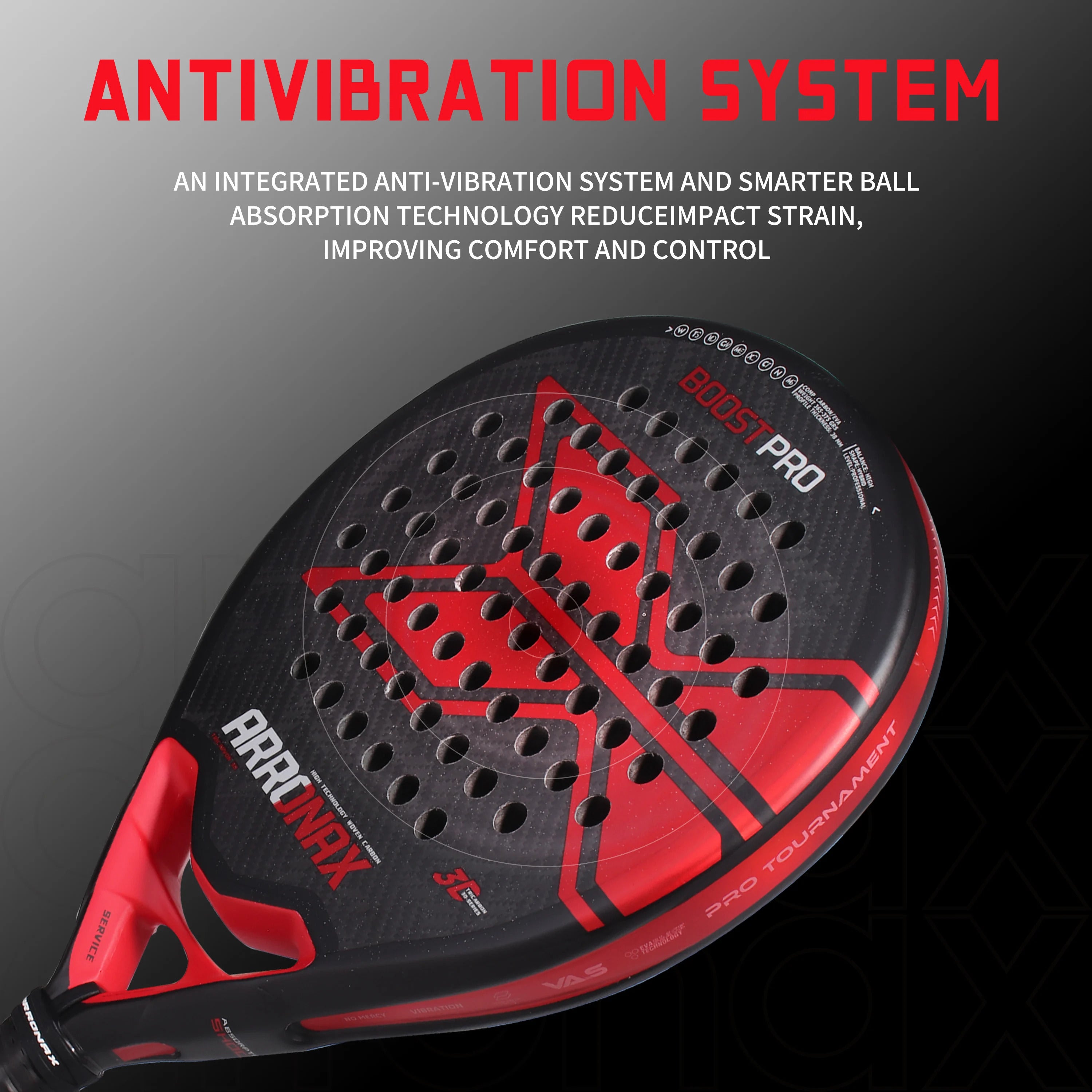 Arronax Hack 02 Aramid Fiber Padel Racket — Black EVA Core